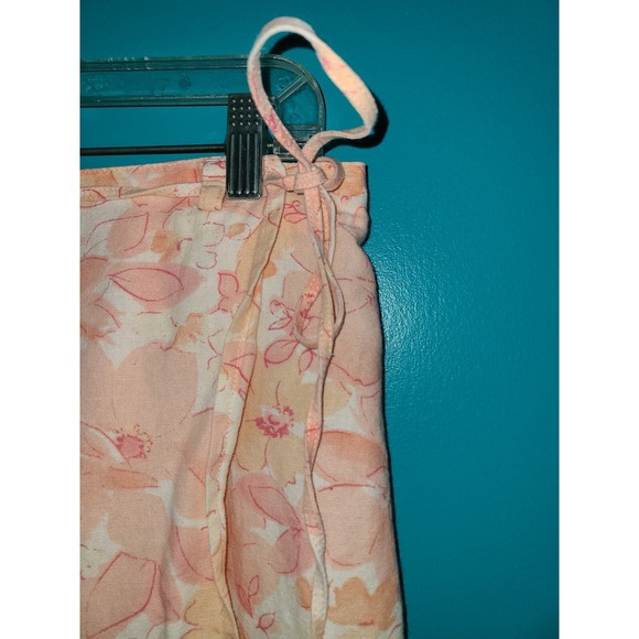 90s Liz Claiborne Linen Skirt SIZE 14? (Read Plz Orange Pink Floral Wrap Vintage - Picture 3 of 7